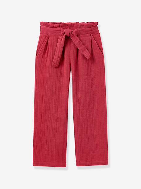 Girls' belted trousers pomegranate 