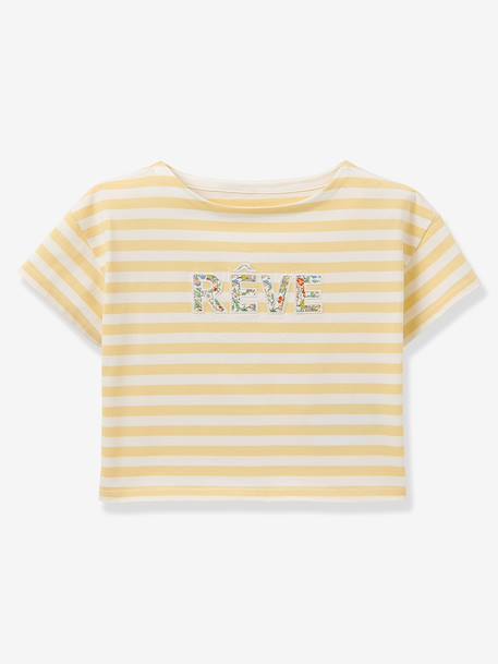 Striped T-shirt with dream pattern for girls light green 