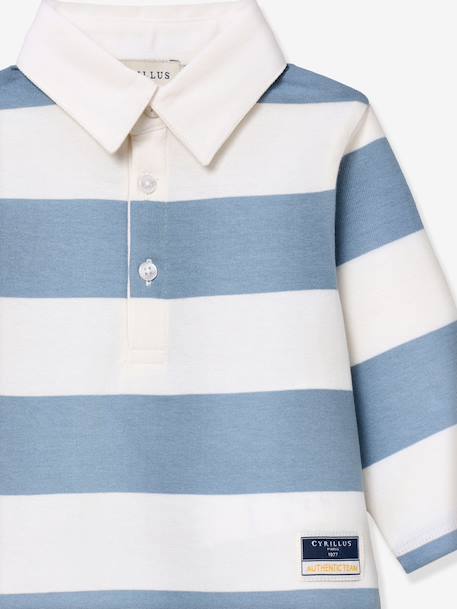 Striped long-sleeved polo shirt striped blue 