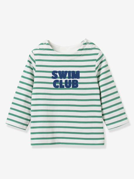 Striped long-sleeved baby t-shirt green 