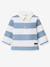 Striped long-sleeved polo shirt striped blue 