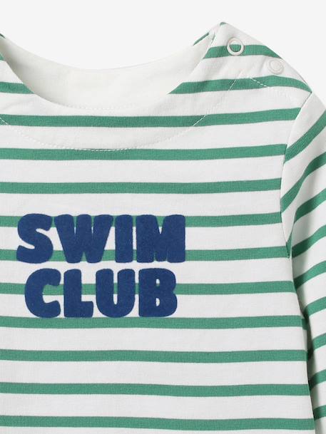 Striped long-sleeved baby t-shirt green 