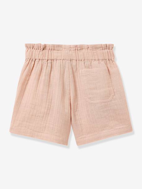 Girls' shorts with belted waist pale pink 