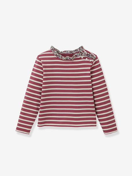 Striped T-Shirt in Organic Cotton Liberty Fabric, CYRILLUS printed pink+printed violet 