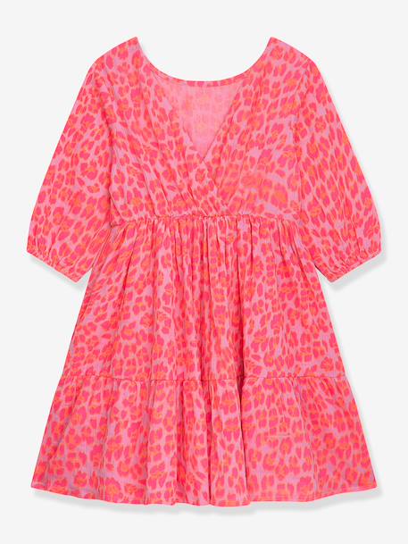 Leopard print dress, frilled skirt, long sleeves DELENA DANAMADE for girl rose 