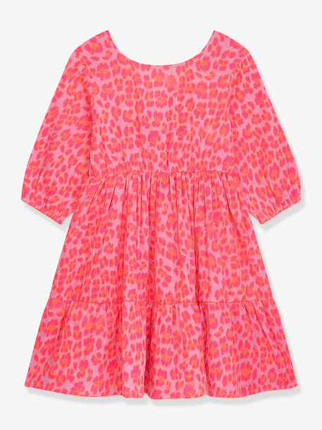 Leopard print dress, frilled skirt, long sleeves DELENA DANAMADE for girl rose 
