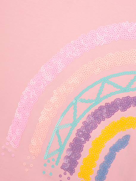 T-shirt with rainbow sequins, DANAMADE for girl rosy 