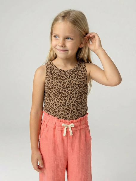 Ribbed Tank Top for Girls beige+ecru+sage green+striped blue 