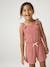 Two-fabric playsuit for girls old rose+slate grey 