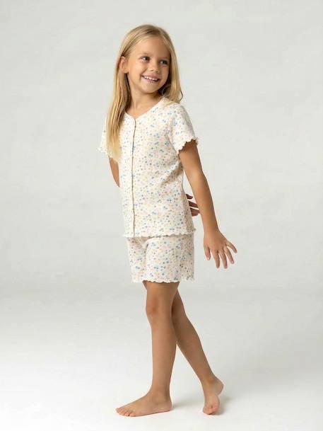 Pack of 2 ribbed floral pyjama shorts ecru 