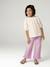 Girl's cotton gauze blouse ecru+sage green+vanilla 