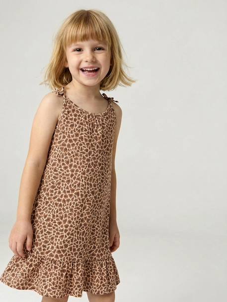 Girl's fine strap jersey dress beige 