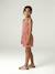 Two-fabric playsuit for girls old rose+slate grey 