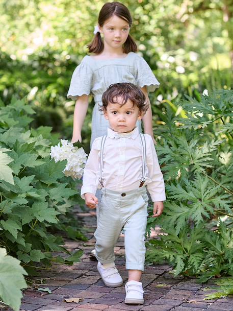 Trousers with Removable Braces for Babies sage green 