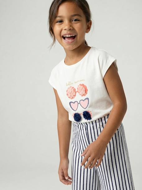 Animal print T-shirt for girls apricot+ecru+grey blue 