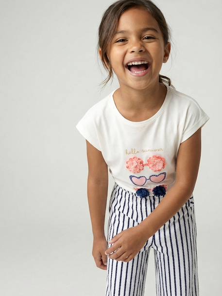 Animal print T-shirt for girls apricot+ecru+grey blue 