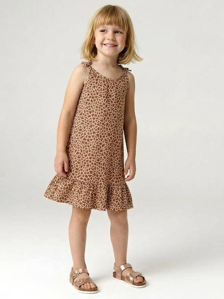Girl's fine strap jersey dress beige 