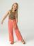 Wide-leg cotton muslin trousers grey green+rose 