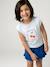 Girls' cropped t-shirt with short, padded sleeves pale blue+pale pink 