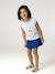 Girls' cropped t-shirt with short, padded sleeves pale blue+pale pink 