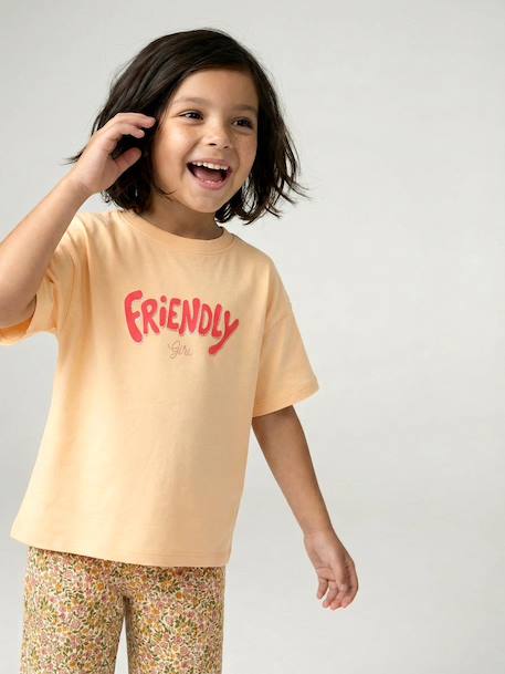 Short-sleeved printed T-shirt for girls anthracite+beige+pale yellow+sandy beige 