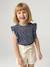 Girl's short-sleeved t-shirt with frills navy blue+sage green 