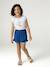 Girl's cotton gauze skort electric blue+red 
