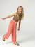 Wide-leg cotton muslin trousers grey green+rose 