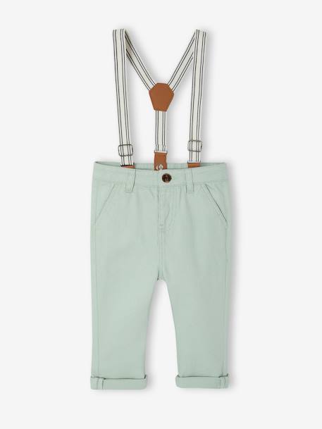Trousers with Removable Braces for Babies sage green 