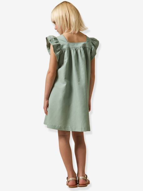 Girls' short dress pale pink+sage green 