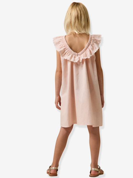 Girls' short dress pale pink+sage green 