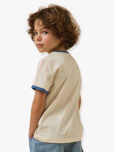 T-shirt with contrasting collar for boys ecru 