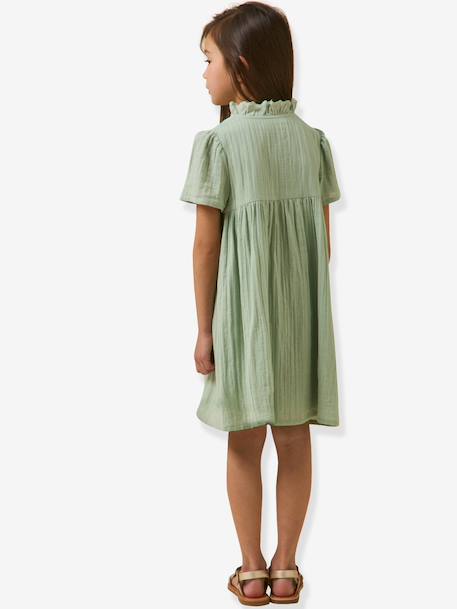 Short cotton gauze dress sage green 