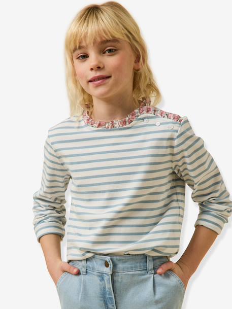Striped long-sleeved T-shirt light pink 