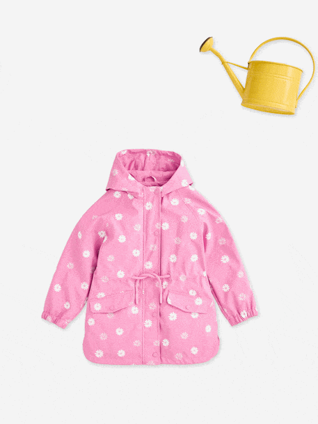 Hooded Raincoat with Magical Motifs for Girls blush+GREEN MEDIUM ALL OVER PRINTED+pale pink+rose+sky blue 
