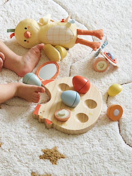 Hen with shaped eggs in FSC® wood wood 