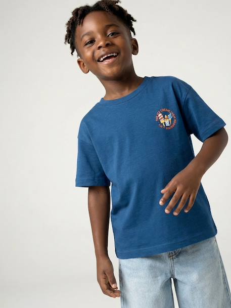 T-shirt with motif on front and back for boys dusky pink+ocean blue+sky blue+white 