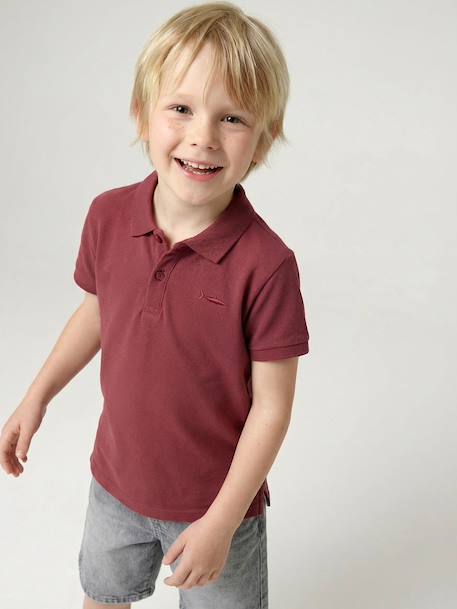 Short Sleeve Polo Shirt, Embroidery on the Chest, for Boys blue+BLUE MEDIUM SOLID WITH DESIGN+Green+pale yellow+terracotta+WHITE LIGHT SOLID WITH DESIGN 