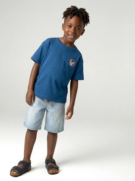 T-shirt with motif on front and back for boys dusky pink+ocean blue+sky blue+white 