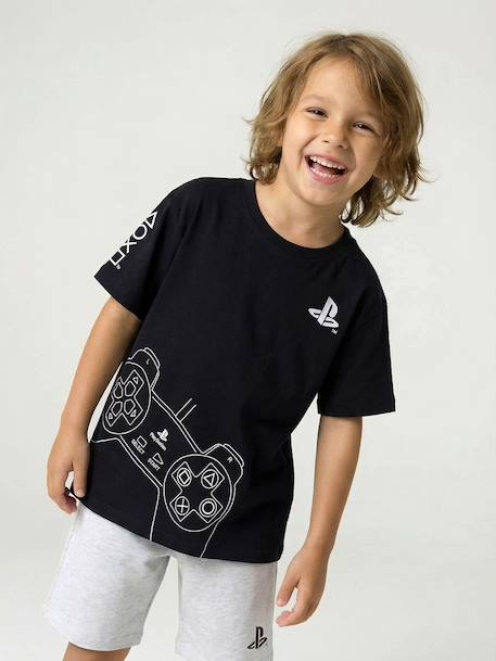 Boys' cotton pyjama shorts with PLAYSTATION logo black 