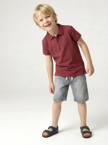 Short Sleeve Polo Shirt, Embroidery on the Chest, for Boys blue+BLUE MEDIUM SOLID WITH DESIGN+Green+pale yellow+terracotta+WHITE LIGHT SOLID WITH DESIGN 