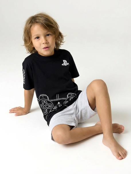 Boys' cotton pyjama shorts with PLAYSTATION logo black 