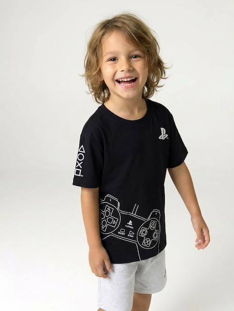 Boys' cotton pyjama shorts with PLAYSTATION logo black 