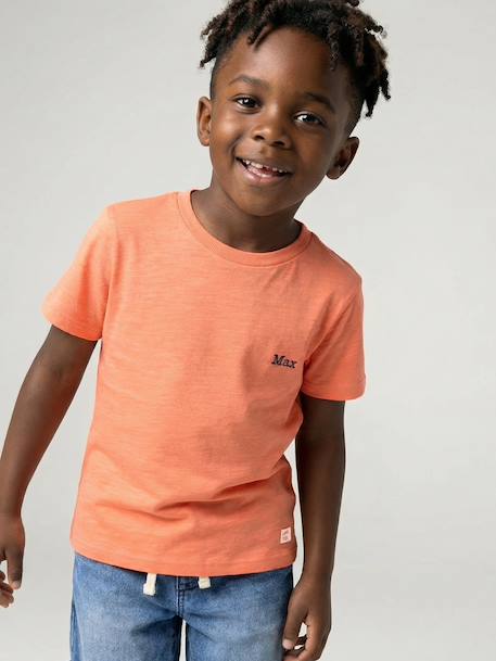 Short Sleeve T-Shirt, for Boys Blue+Green+mango+red+white 