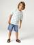 Short-sleeved T-shirt aqua green+white 