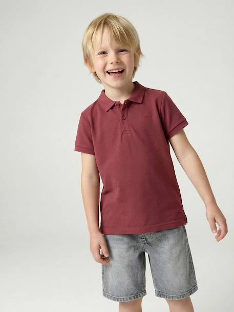 Short Sleeve Polo Shirt, Embroidery on the Chest, for Boys blue+BLUE MEDIUM SOLID WITH DESIGN+Green+pale yellow+terracotta+WHITE LIGHT SOLID WITH DESIGN 