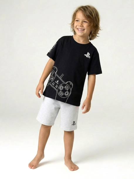 Boys' cotton pyjama shorts with PLAYSTATION logo black 