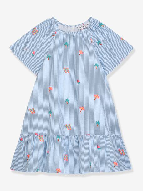 Short-sleeved blue and white striped dress DANAMADE for girl blue 