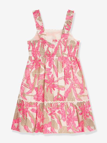 Summer dress with frilled skirt, palm print DANAMADE for girl rose 
