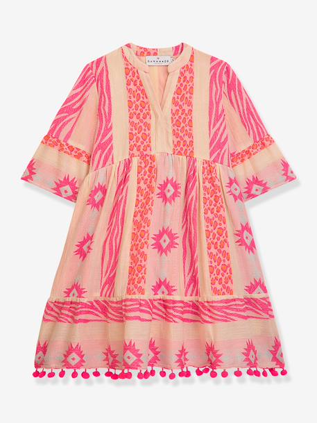 Bohemian graphic motif dress DANAMADE for girl rose 